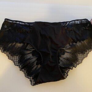 TRUE AND CO Lingerie Soft Lace Black Hipster Panty Underwear Women's Size Large
